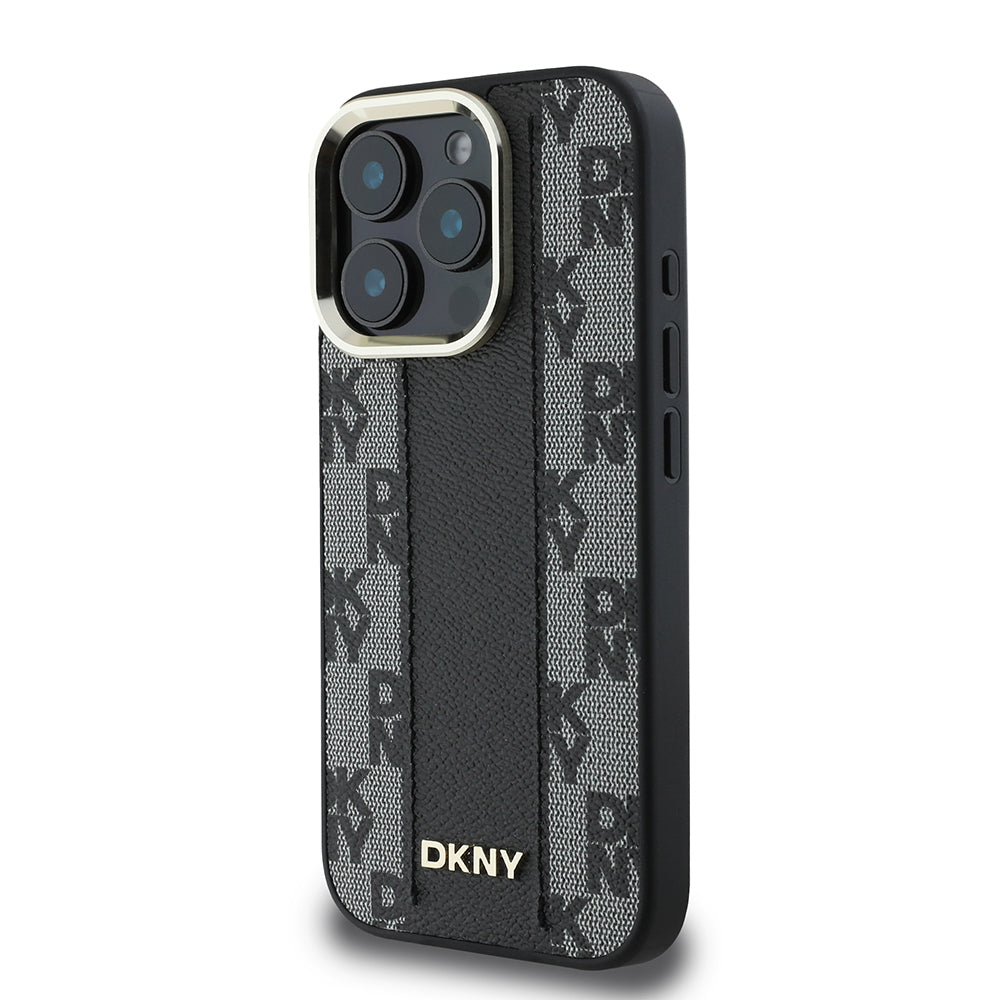Apple iPhone 16 Pro Kılıf DKNY Orjinal Lisanslı M-safe Şarj Özellikli 3D Yazılı Checkered Pattern Kapak