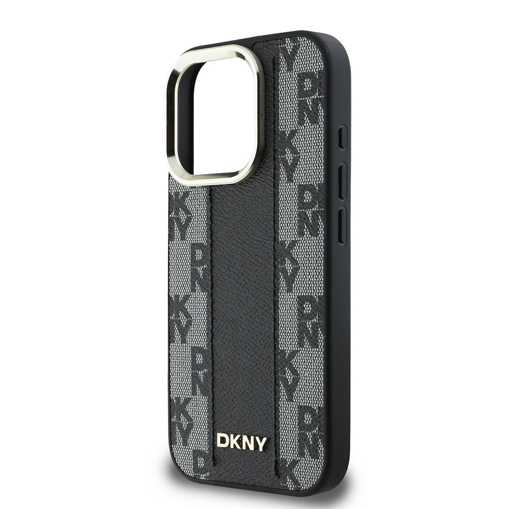 Apple iPhone 16 Pro Kılıf DKNY Orjinal Lisanslı M-safe Şarj Özellikli 3D Yazılı Checkered Pattern Kapak