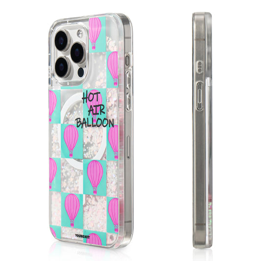 Apple iPhone 16 Pro Kılıf M-safe Şarj Özellikli Parlak Kumlu Sıvılı Youngkit Pink Dream Quicksand Serisi Kapak