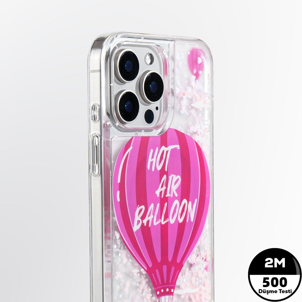 Apple iPhone 16 Pro Kılıf M-safe Şarj Özellikli Parlak Kumlu Sıvılı Youngkit Pink Dream Quicksand Serisi Kapak