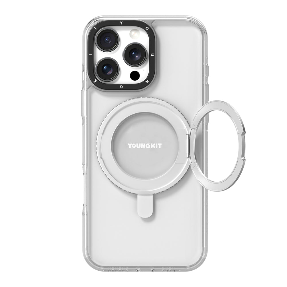 Apple iPhone 16 Pro Kılıf M-safe Şarj Özellikli Parmak Ring Standlı Youngkit Pivot Serisi Kapak