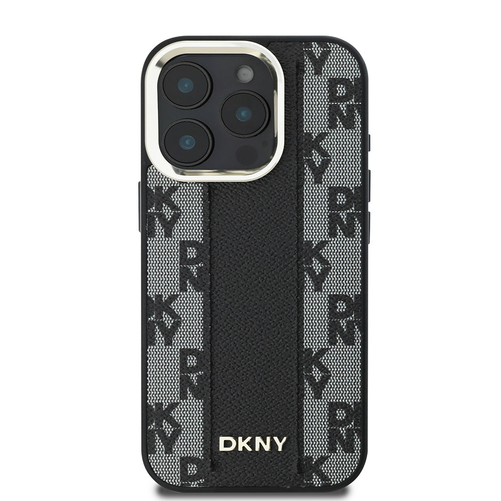 Apple iPhone 16 Pro Max Kılıf DKNY Orjinal Lisanslı M-safe Şarj Özellikli 3D Yazılı Checkered Pattern Kapak