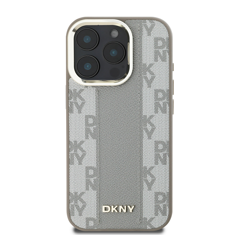 Apple iPhone 16 Pro Max Kılıf DKNY Orjinal Lisanslı M-safe Şarj Özellikli 3D Yazılı Checkered Pattern Kapak
