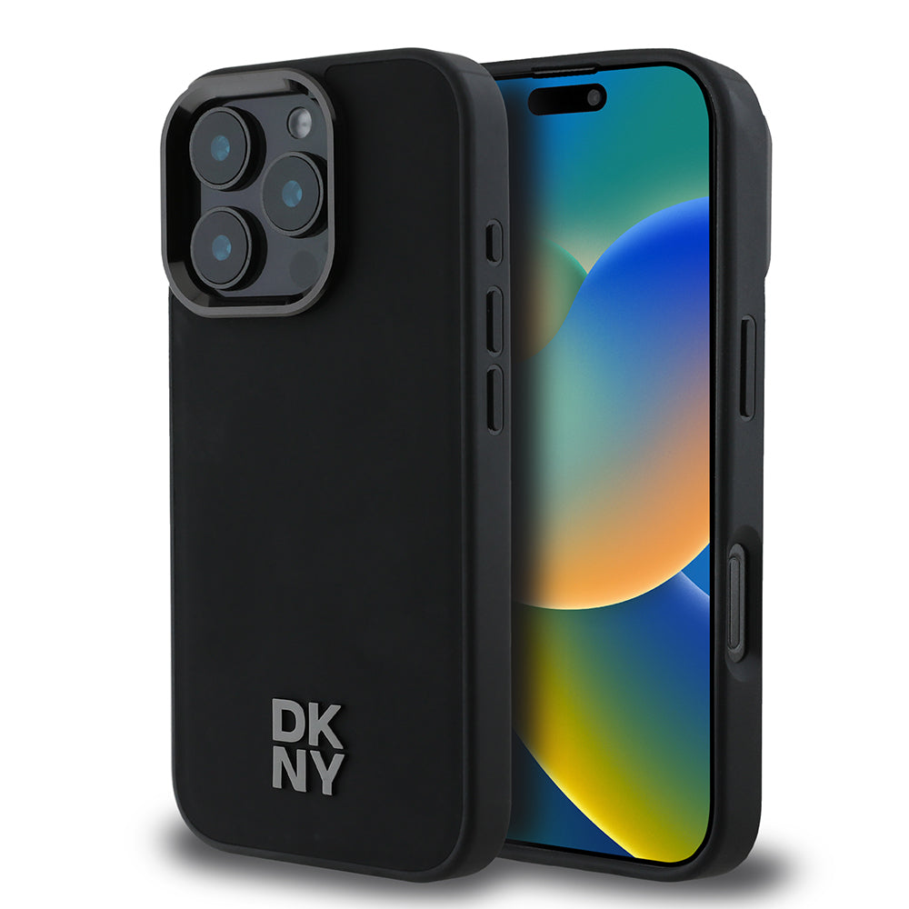 Apple iPhone 16 Pro Max Kılıf DKNY Orjinal Lisanslı M-safe Şarj Özellikli Metal Logolu PU Deri Plain Kapak