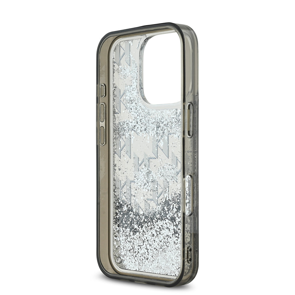 Apple iPhone 16 Pro Max Kılıf Karl Lagerfeld Orjinal Lisanslı Simli KL Yazılı Monogram Gradient Kapak