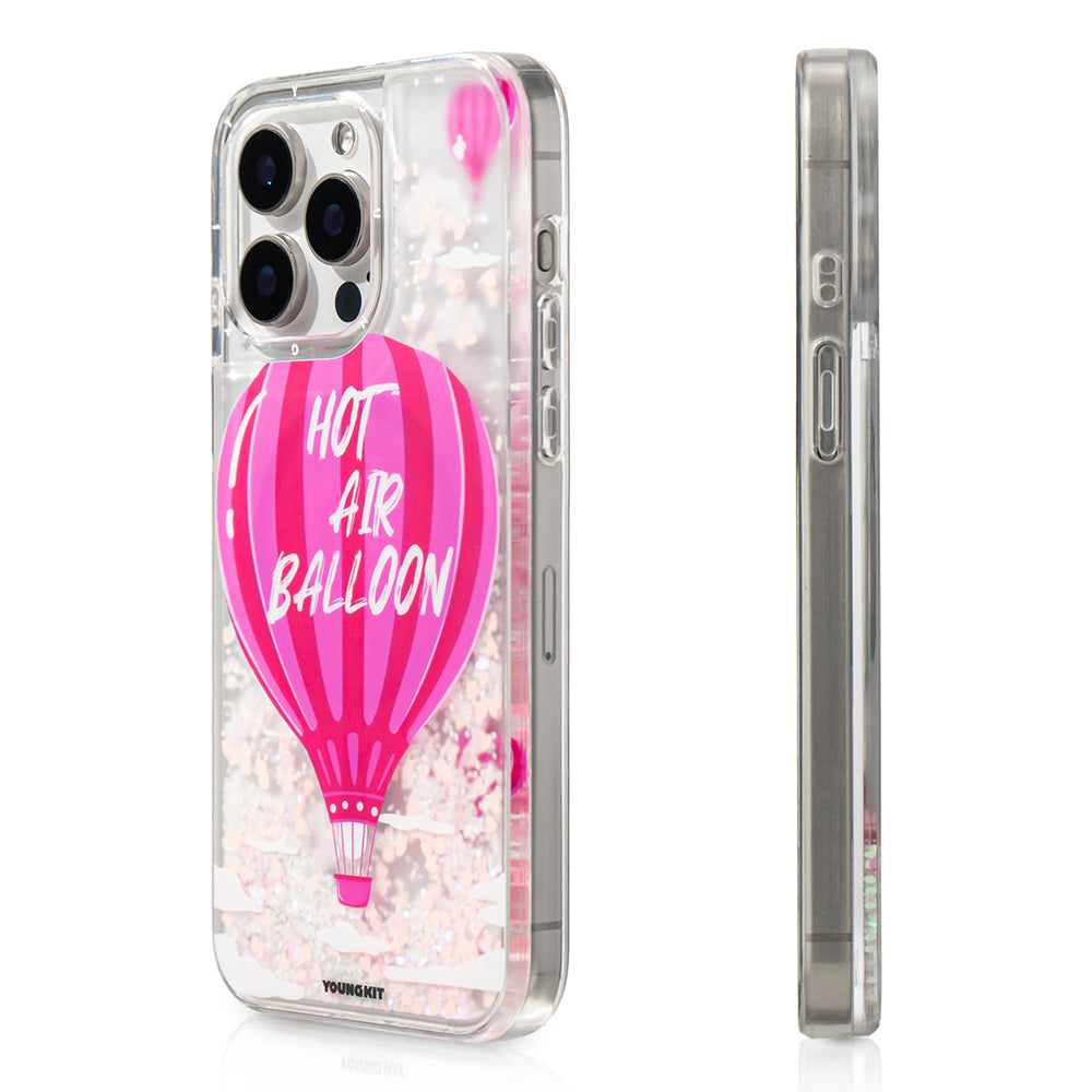 Apple iPhone 16 Pro Max Kılıf M-safe Şarj Özellikli Parlak Kumlu Sıvılı Youngkit Pink Dream Quicksand Serisi Kapak