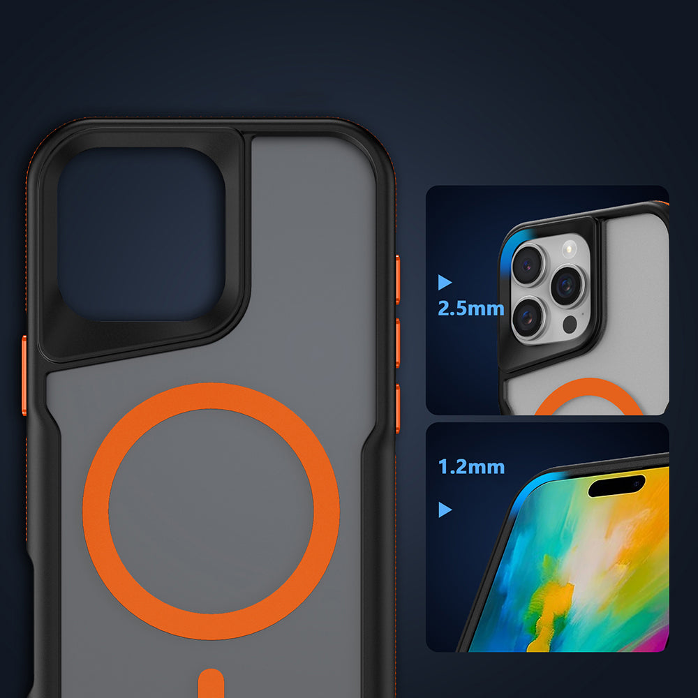 Apple iPhone 16 Pro Max Kılıf M-safe Şarj Özellikli Renkli Kenar Airbag Şeritli Zore Lamer Kapak