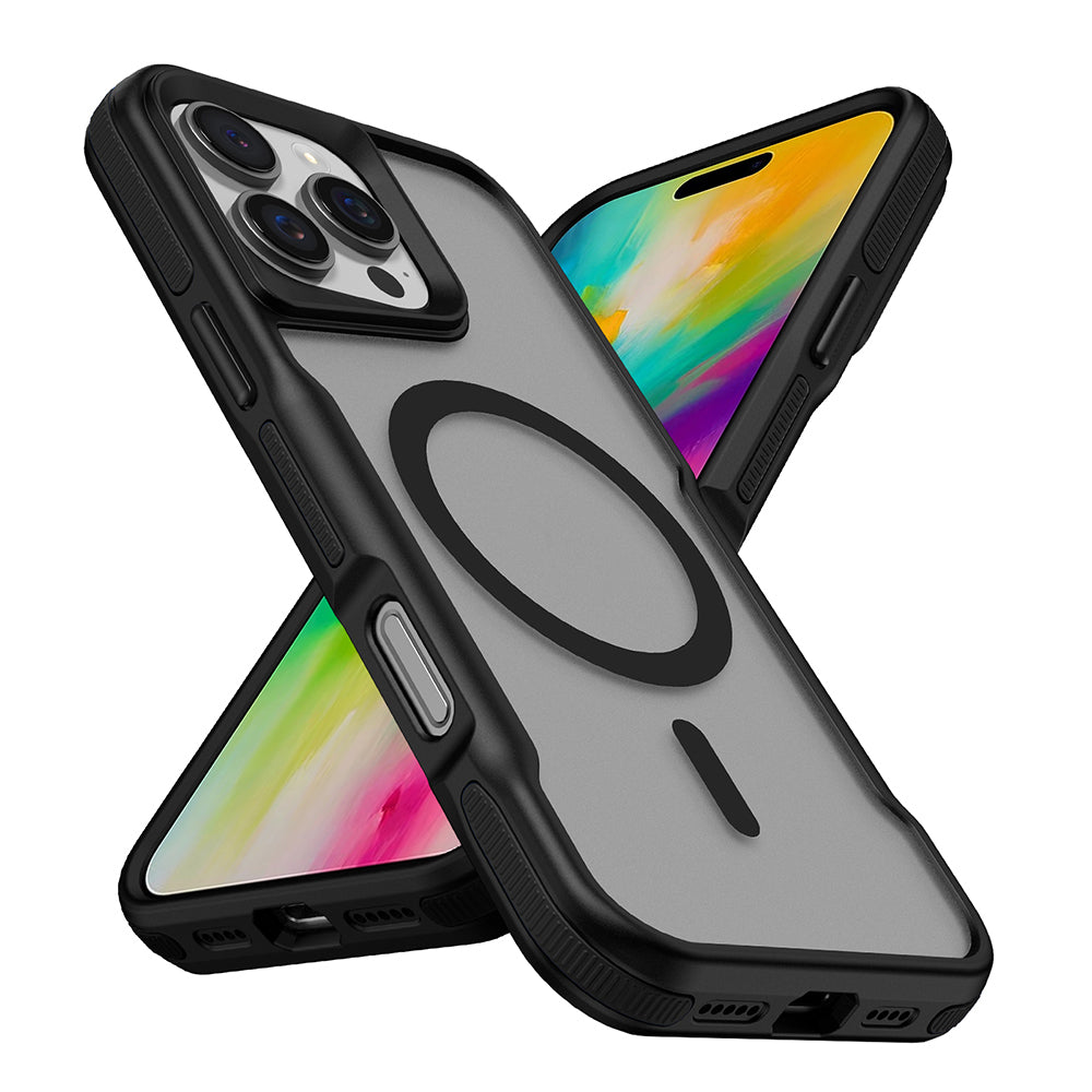 Apple iPhone 16 Pro Max Kılıf M-safe Şarj Özellikli Renkli Kenar Airbag Şeritli Zore Lamer Kapak