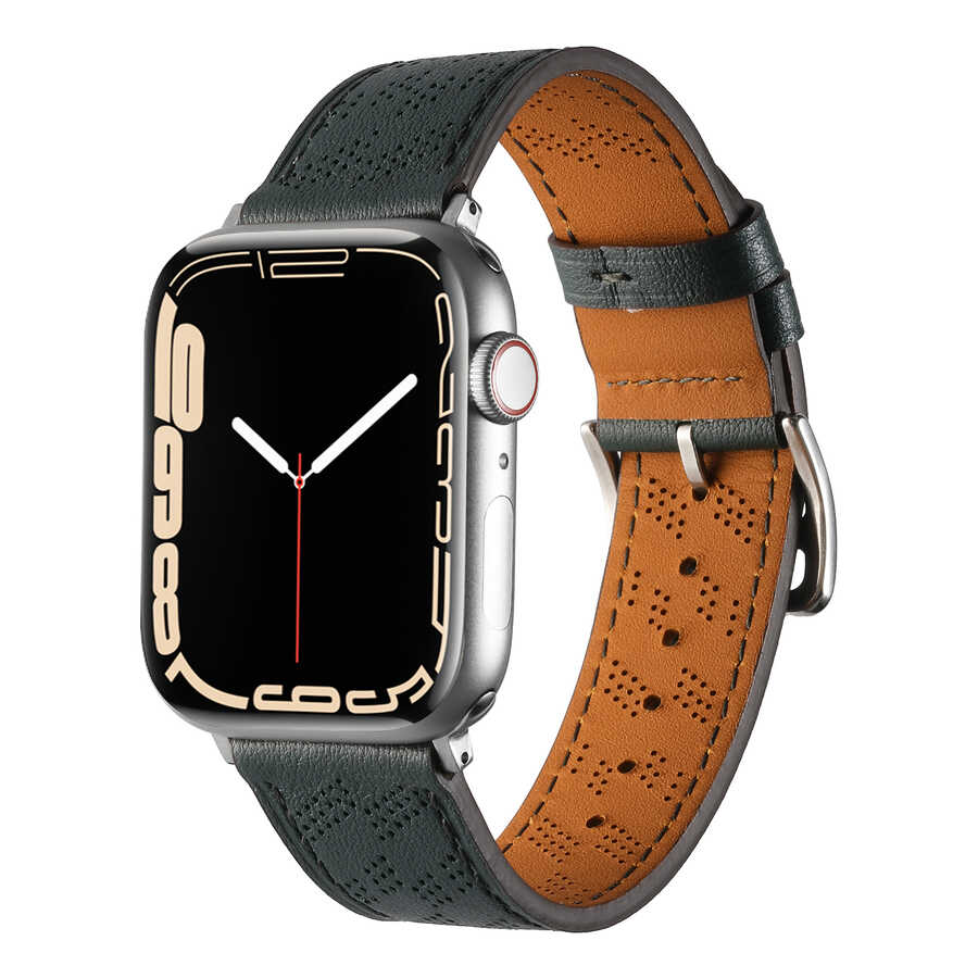Apple Watch 7 41mm KRD-76 PU Deri Kordon Strap Kayış