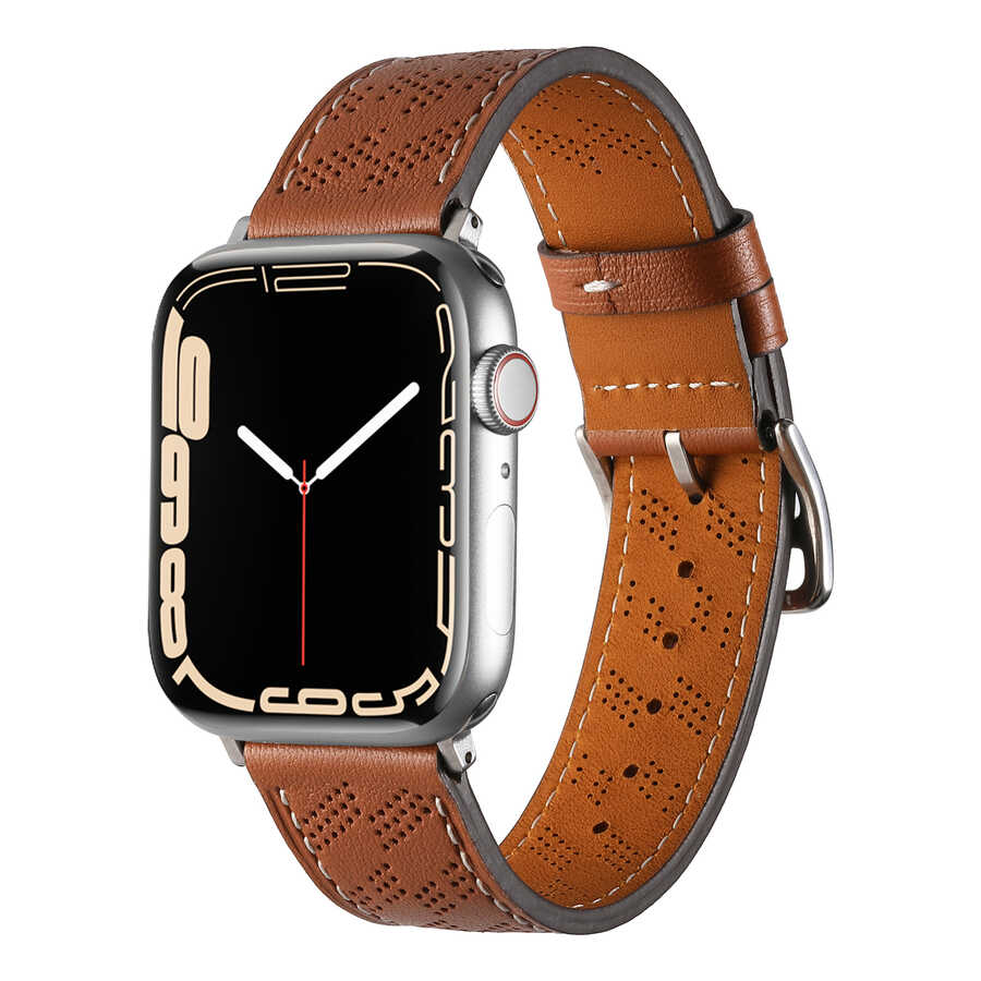 Apple Watch 7 41mm KRD-76 PU Deri Kordon Strap Kayış