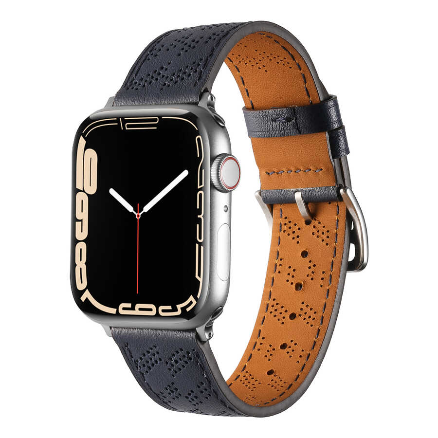 Apple Watch 7 45mm KRD-76 PU Deri Kordon Strap Kayış