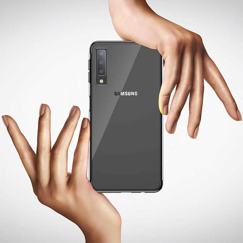 Galaxy A7 2018 Kılıf Zore Dört Köşeli Lazer Silikon Kapak