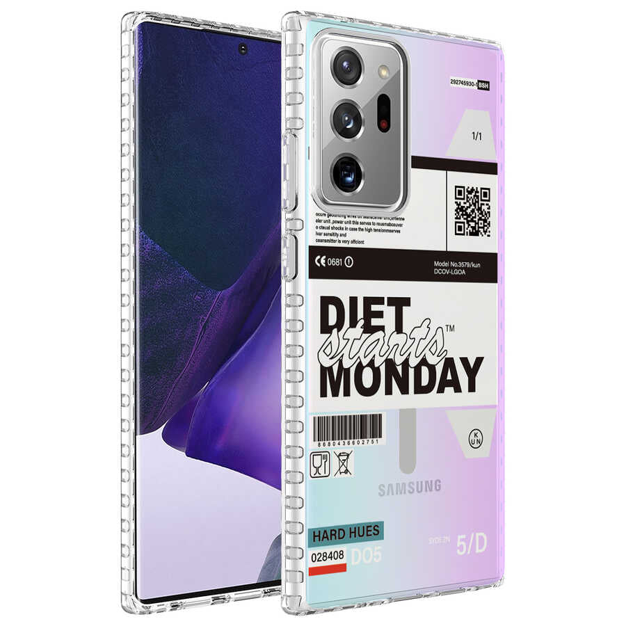 Galaxy Note 20 Ultra Kılıf Airbag Kenarlı Renkli Desenli Silikon Zore Elegans Kapak