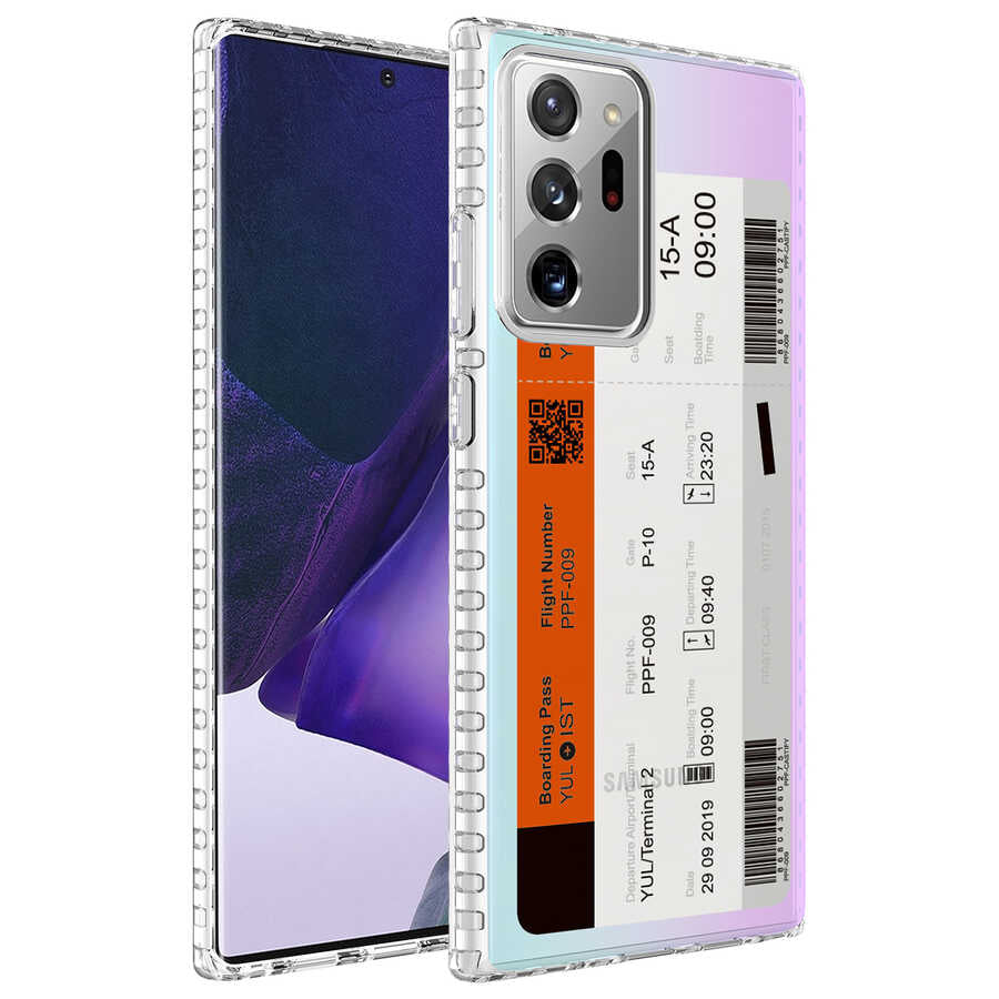 Galaxy Note 20 Ultra Kılıf Airbag Kenarlı Renkli Desenli Silikon Zore Elegans Kapak