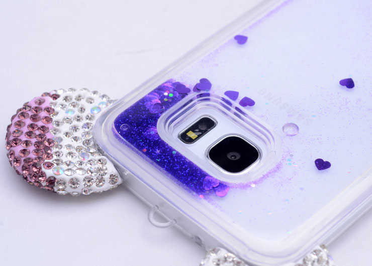 Galaxy Note 5 Kılıf Zore Micky Taşlı Sıvılı Silikon