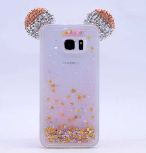 Galaxy Note 5 Kılıf Zore Micky Taşlı Sıvılı Silikon