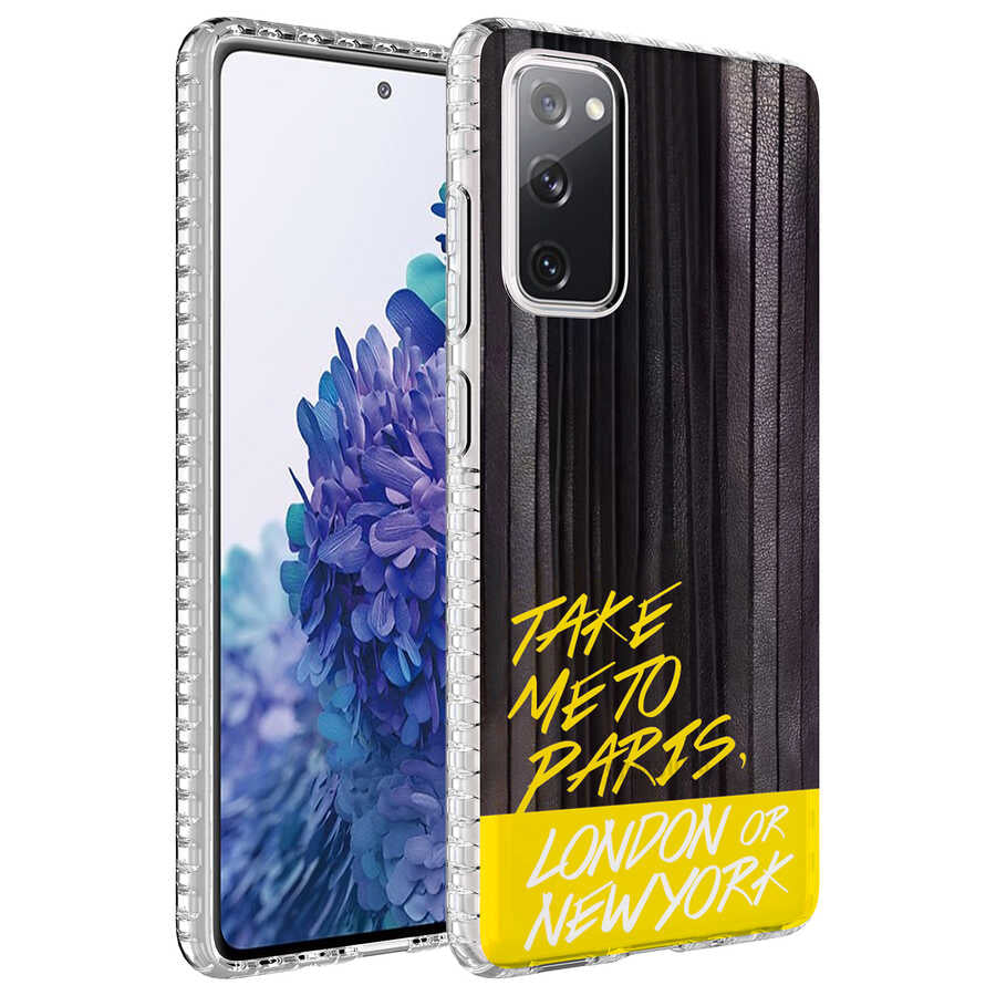 Galaxy S20 FE Kılıf Airbag Kenarlı Renkli Desenli Silikon Zore Elegans Kapak