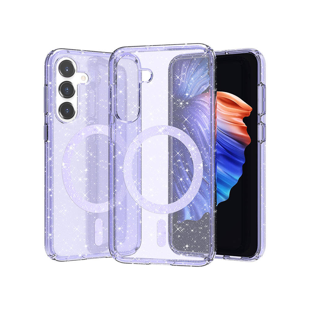 Galaxy S23 FE Kılıf M-safe Şarj Özellikli Parlayan Simli Saydam Renkli Zore Allstar Kapak