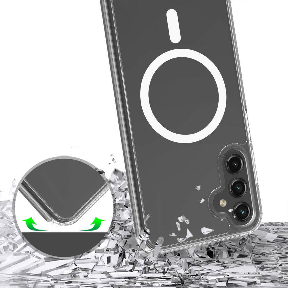 Galaxy S25 FE Kılıf M-safe Şarj Özellikli Şeffaf Sert PC Zore Embos Kapak