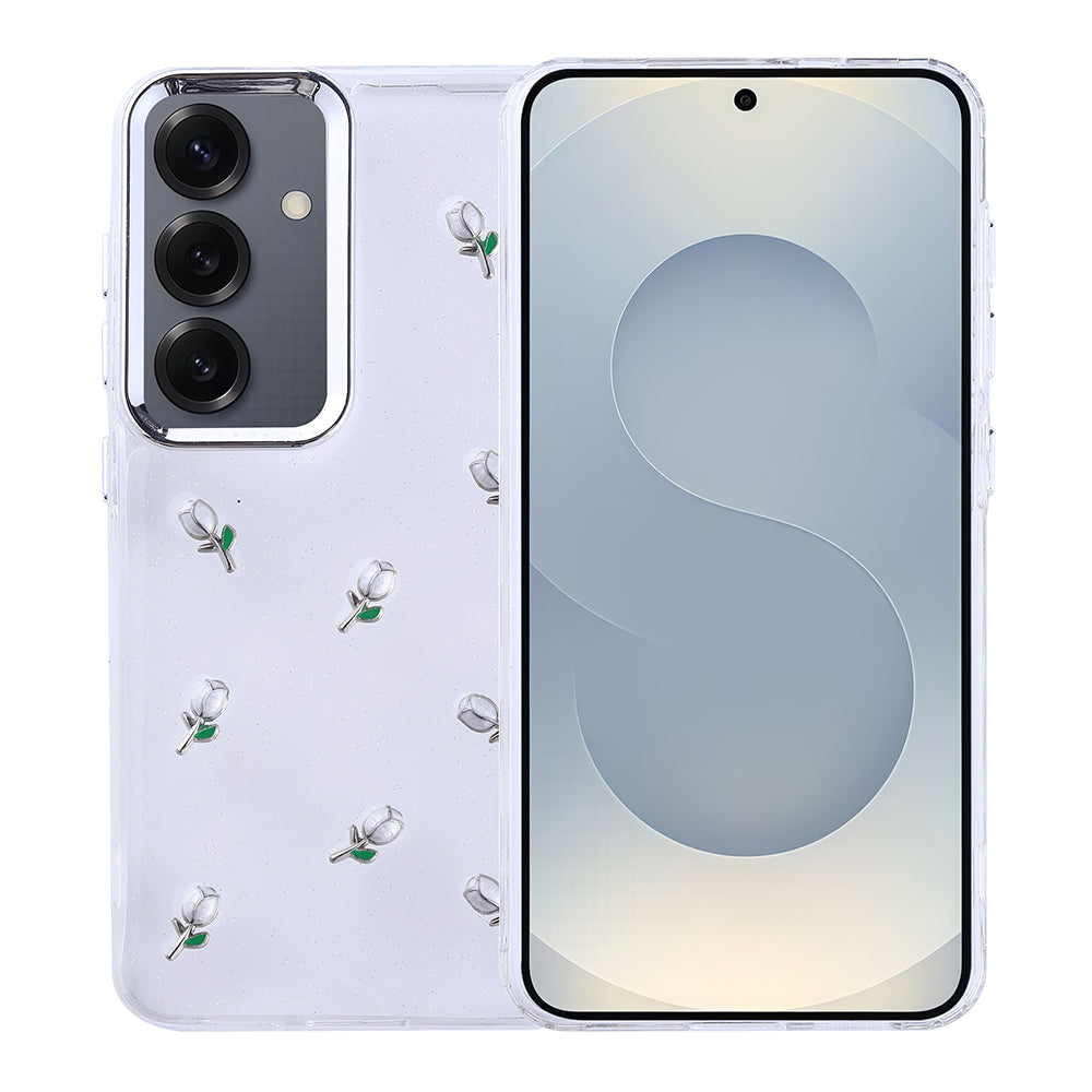 Galaxy S25 Kılıf Airbag Tasarımlı Simli Şeffaf Zore Kutup Kapak