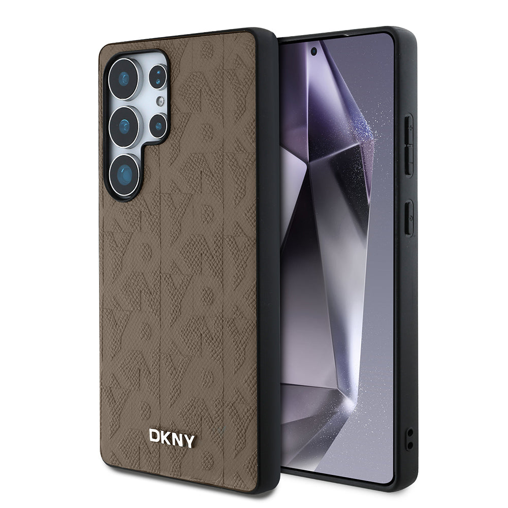 Galaxy S25 Ultra Kılıf DKNY Orjinal Lisanslı Magnetik PU Deri Grid Pattern Kapak