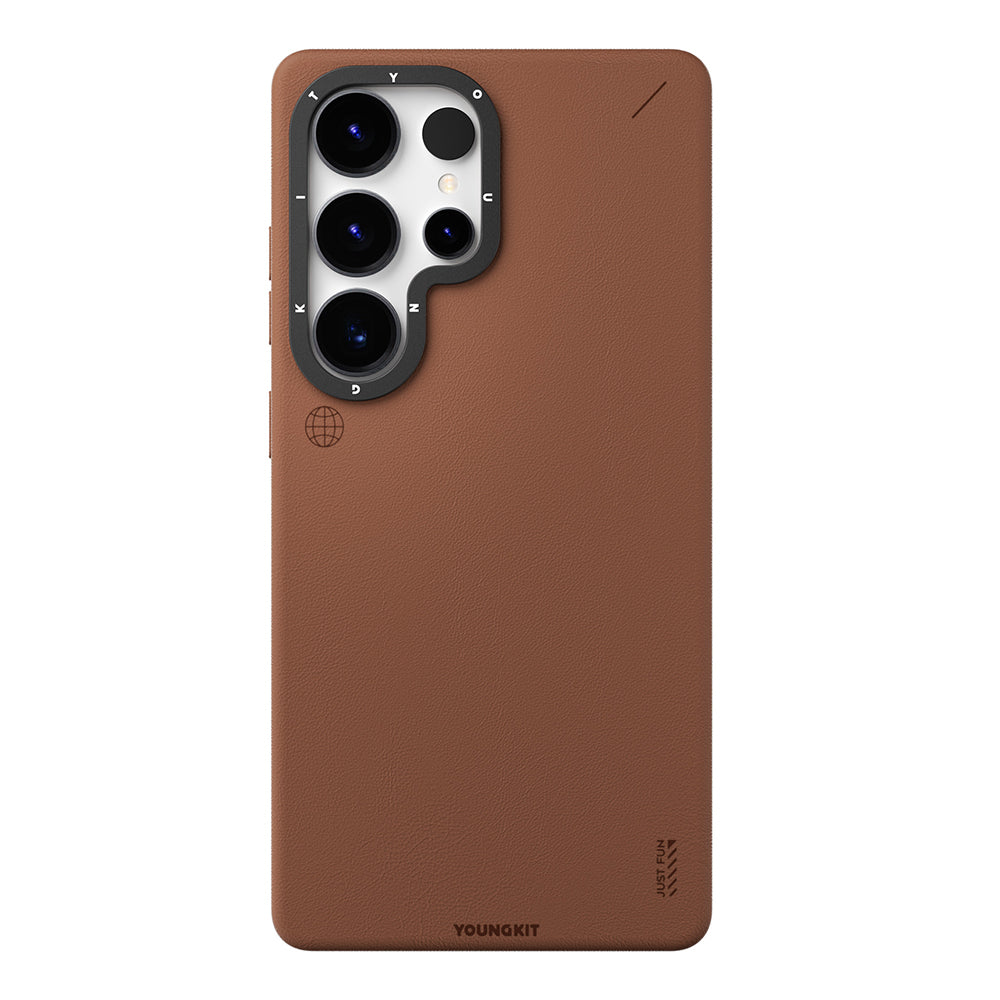 Galaxy S25 Ultra Kılıf M-safe Şarj Özellikli Basit Mat Deri Desenli Youngkit Tech Fashion Serisi Kapak