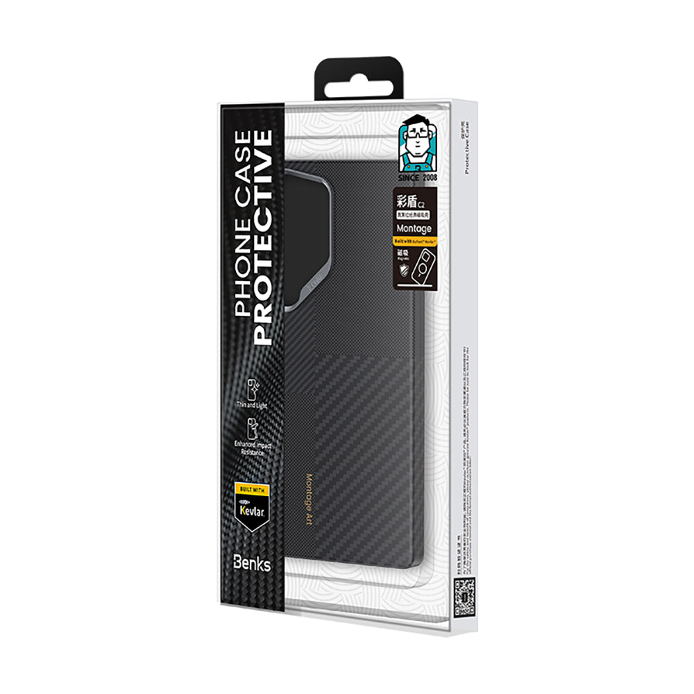 Galaxy S25 Ultra Kılıf M-safe Şarj Özellikli Karbon Fiber Benks Montage ArmorAir Kevlar Kapak