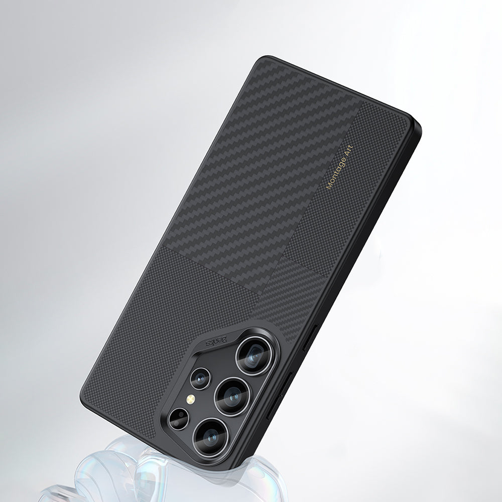 Galaxy S25 Ultra Kılıf M-safe Şarj Özellikli Karbon Fiber Benks Montage Hybrid ArmorPro Kevlar Kapak