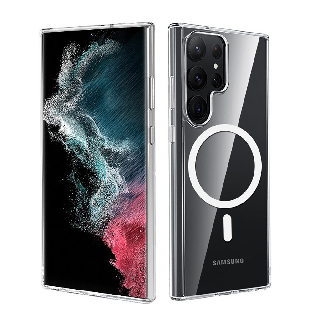 Galaxy S25 Ultra Kılıf M-safe Şarj Özellikli Şeffaf Sert PC Zore Embos Kapak