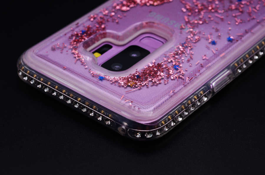 Galaxy S9 Plus Kılıf Zore Sıralı Taşlı Sıvılı Silikon