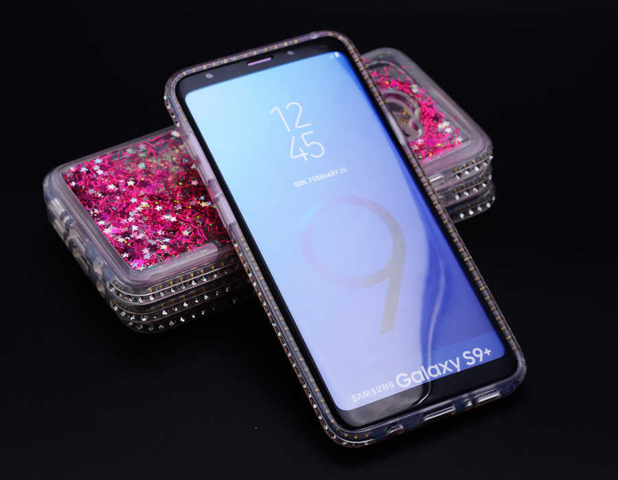 Galaxy S9 Plus Kılıf Zore Sıralı Taşlı Sıvılı Silikon