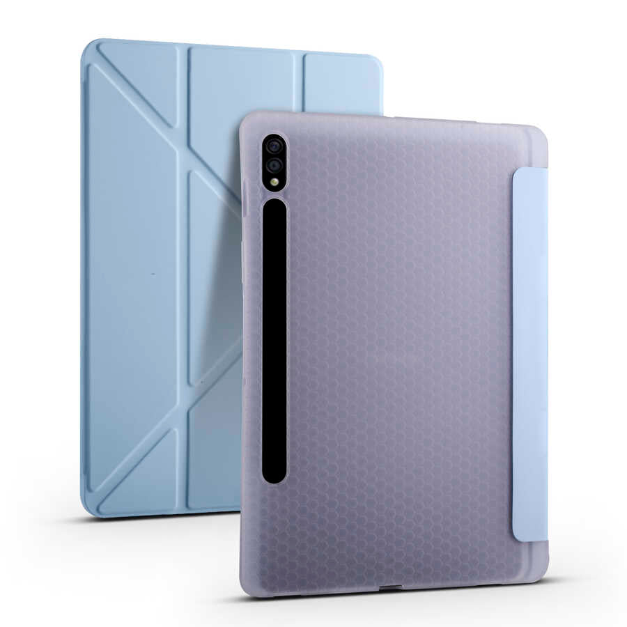Galaxy Tab S7 Plus T970 Kılıf Zore Tri Folding Kalem Bölmeli Standlı Kılıf