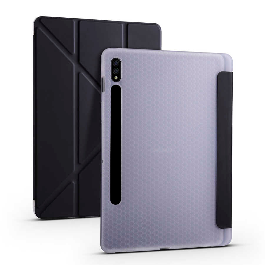 Galaxy Tab S7 T870 Kılıf Zore Tri Folding Kalem Bölmeli Standlı Kılıf