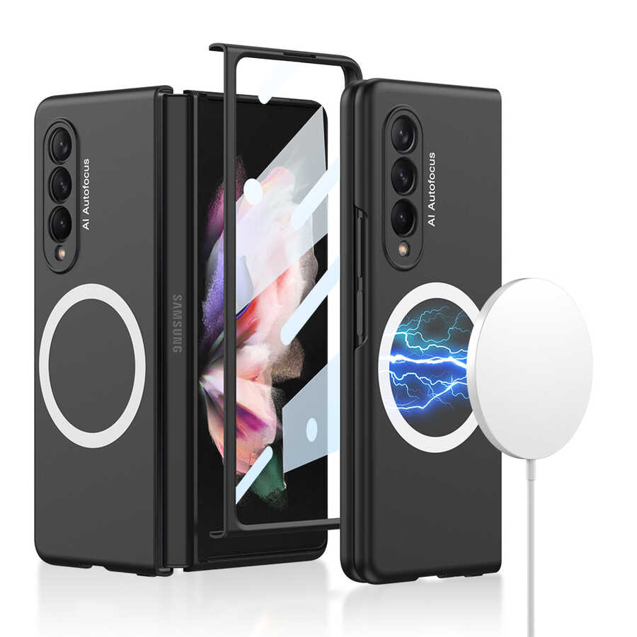Galaxy Z Fold 3 Kılıf Wireless Şarj Özellikli Zore Kıpta M-safe Kapak