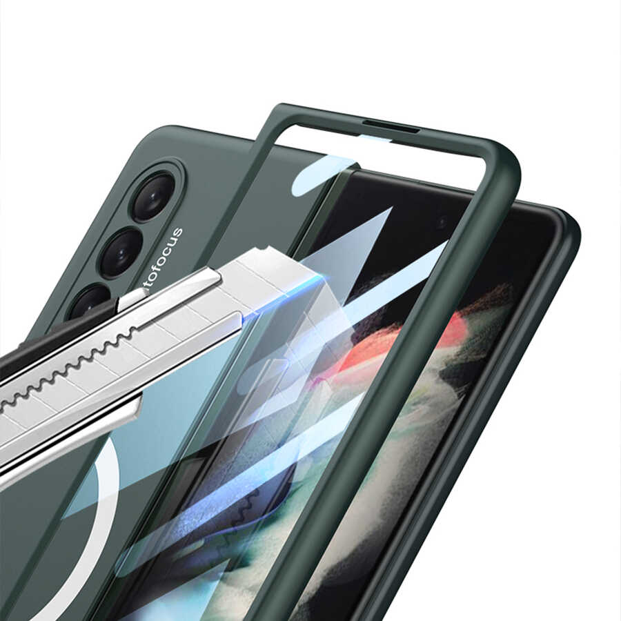 Galaxy Z Fold 3 Kılıf Wireless Şarj Özellikli Zore Kıpta M-safe Kapak