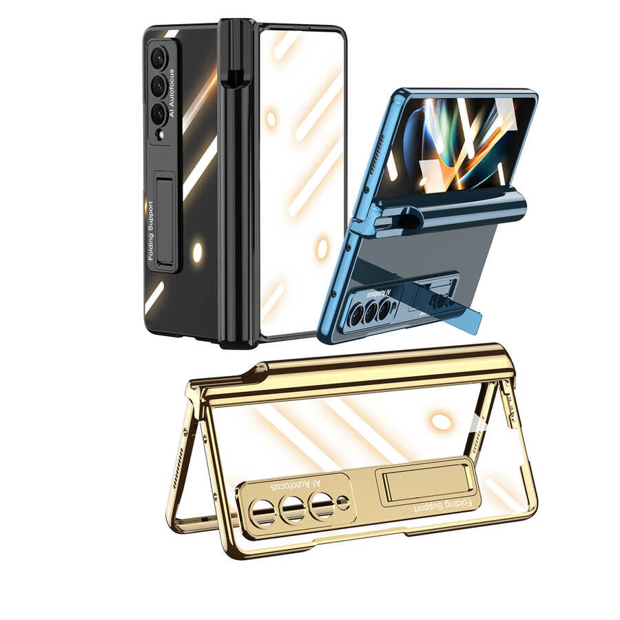 Galaxy Z Fold 4 Kılıf Zore Kıpta Standlı Kalem Bölmeli Kapak
