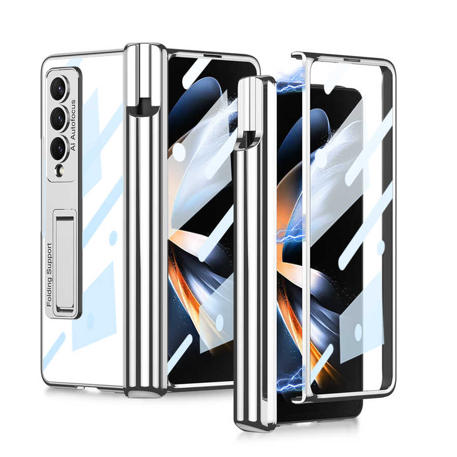 Galaxy Z Fold 4 Kılıf Zore Kıpta Standlı Kalem Bölmeli Kapak