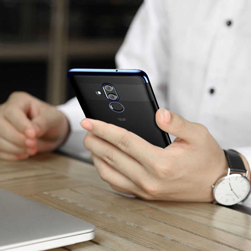 Huawei Mate 20 Lite Kılıf Zore Dört Köşeli Lazer Silikon Kapak