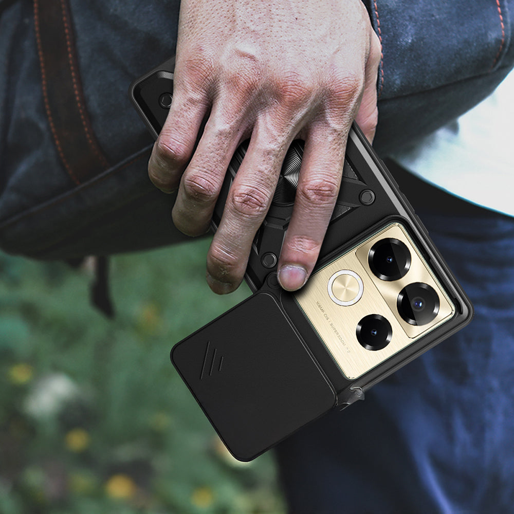 İnfinix Note 40 Pro Kılıf Magnetik Standlı Kamera Korumalı Zore Sürgülü Vega Kapak