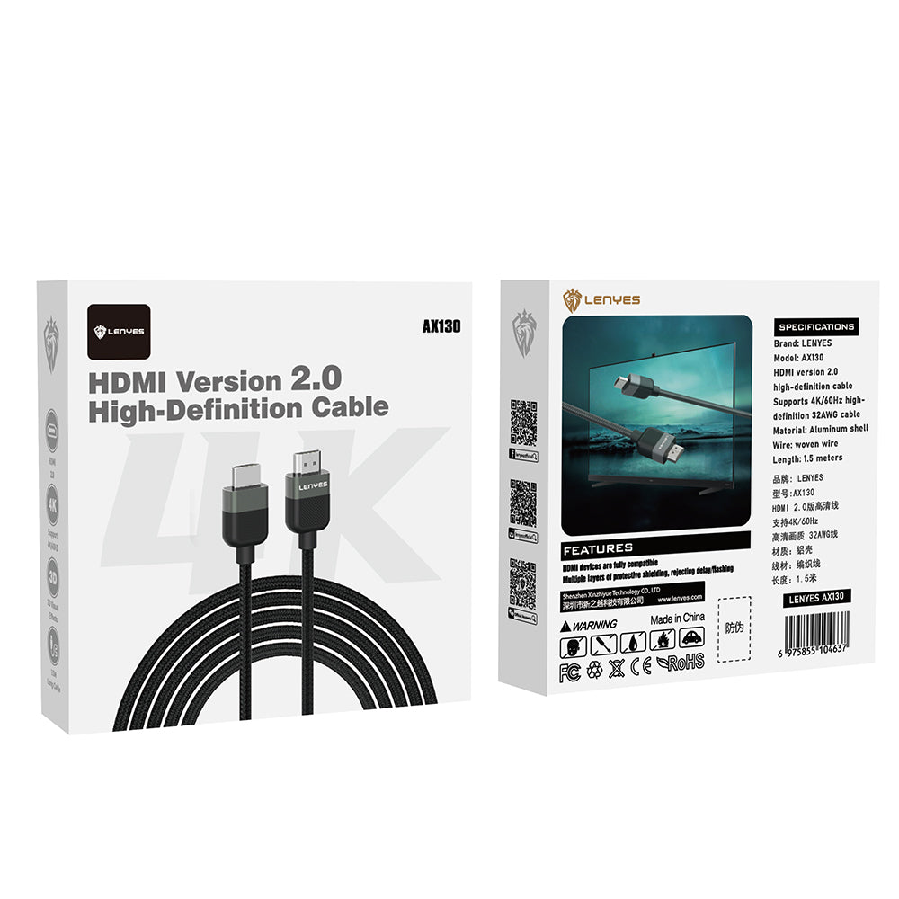 Lenyes AX130 HDTV Görüntü ve Ses Aktarıcı HDMI Kablo Ultra HD 4K 60Hz 1.5M