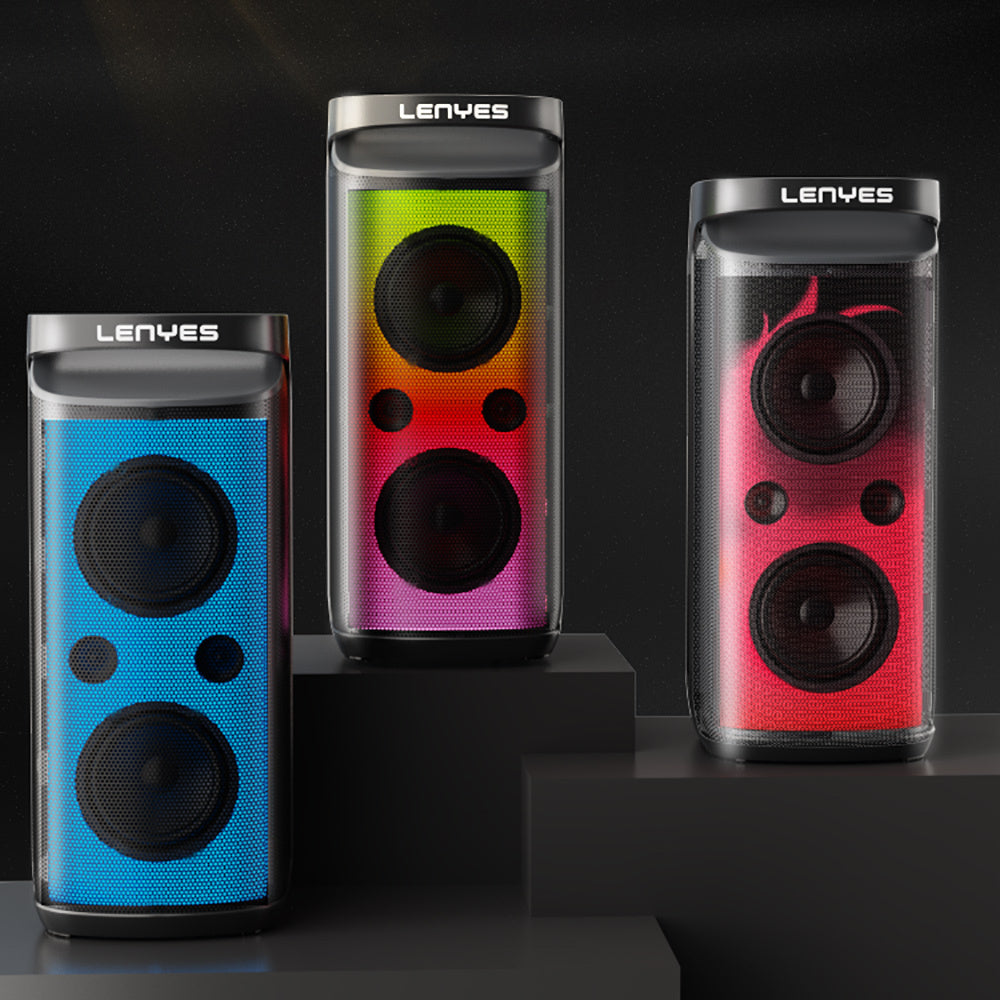 Lenyes S882 Su Geçirmez Mikrofonlu Çoklu Giriş RGB Işıklı TWS Karaoke FM Bluetooth Hoparlör v5.3 200W