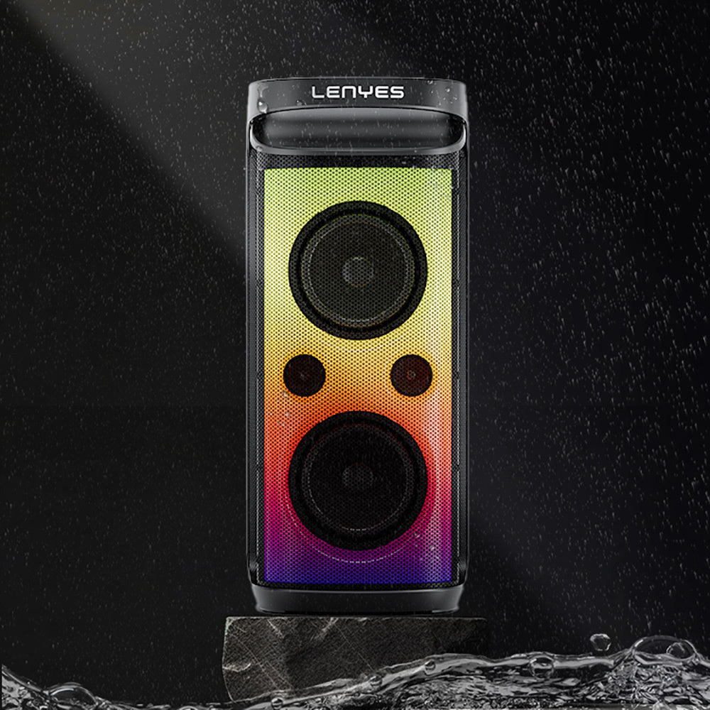 Lenyes S883 Su Geçirmez Tekerlekli Mikrofonlu Çoklu Giriş RGB Işıklı TWS Karaoke FM Bluetooth Hoparlör v5.3 360W