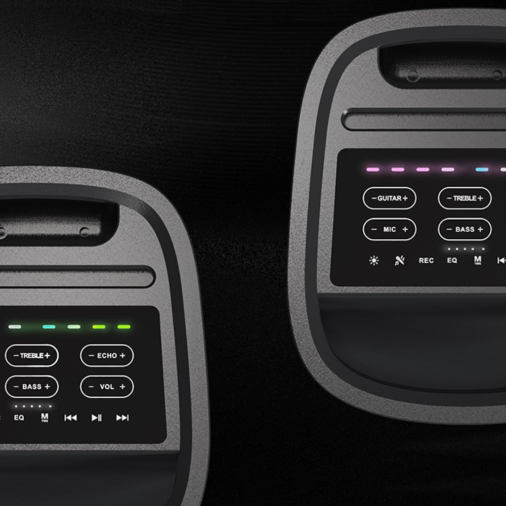 Lenyes S883 Su Geçirmez Tekerlekli Mikrofonlu Çoklu Giriş RGB Işıklı TWS Karaoke FM Bluetooth Hoparlör v5.3 360W