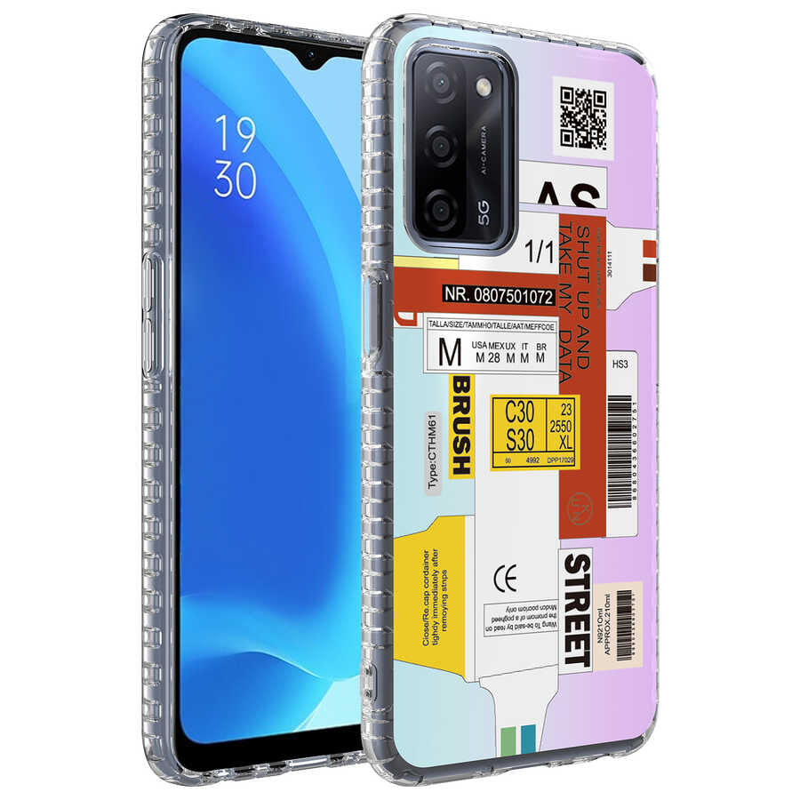 Oppo A54 4G Kılıf Airbag Kenarlı Renkli Desenli Silikon Zore Elegans Kapak