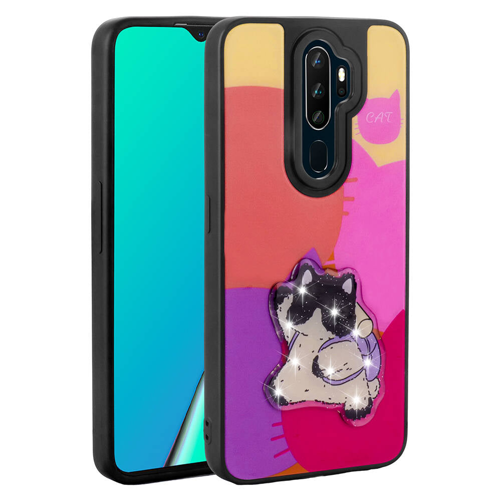 Oppo A9 2020 Kılıf Parlayan Kabartmalı İkonik Figürlü Zore Amas Silikon Kapak
