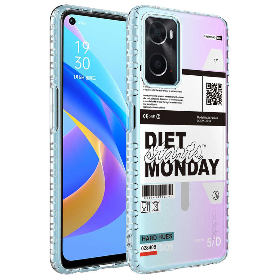 Oppo A96 4G Kılıf Airbag Kenarlı Renkli Desenli Silikon Zore Elegans Kapak