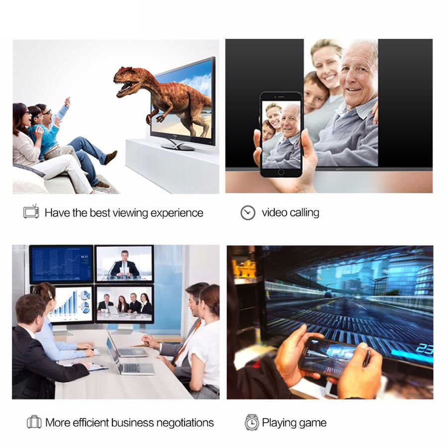 Qgeem QG-UA17 Type-C to VGA Adaptörü Yüksek Çözünürlüklü Dönüştürücü Kablo 1080p 60Hz 1.8 metre