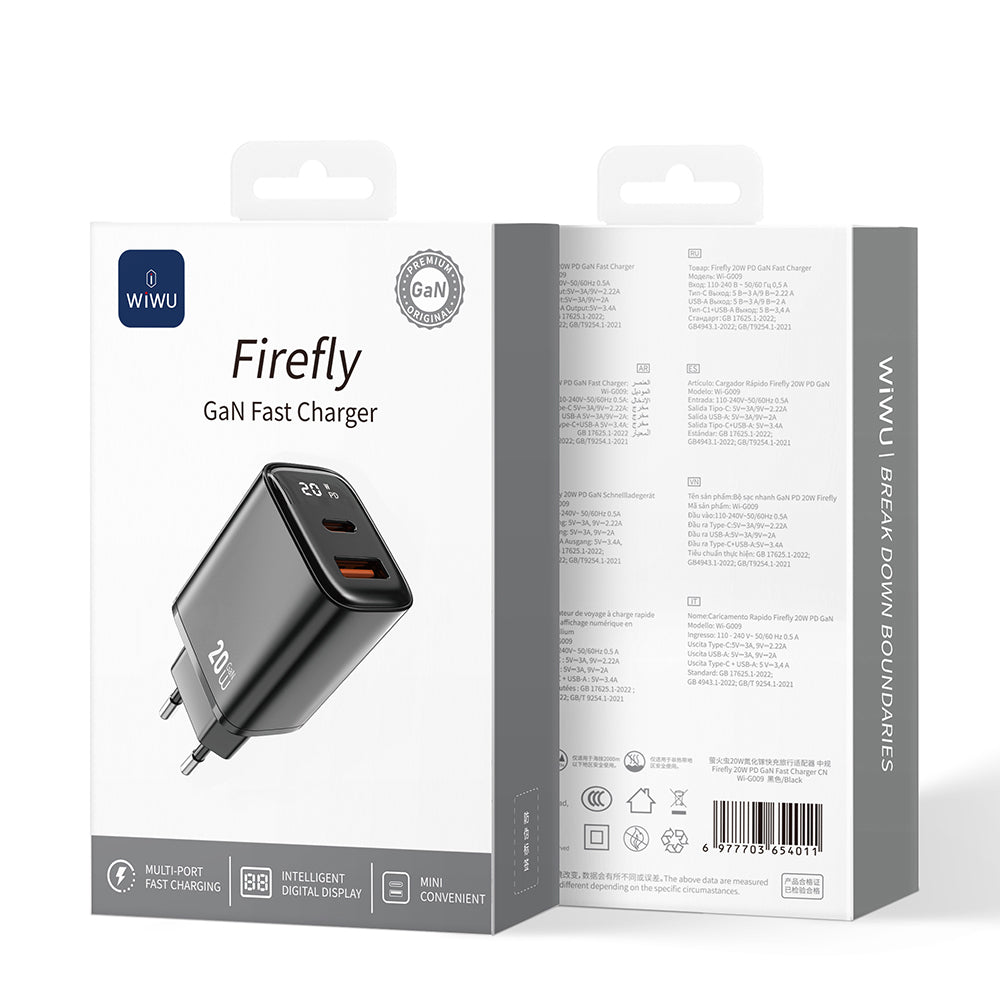 Wiwu Wi-G009 Firefly Serisi GaN Tech PD Hızlı Şarj Özellikli Şarj Başlığı 20W