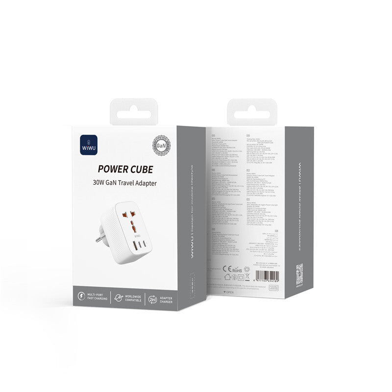 Wiwu Wi-UA008 GaN Tech PD Hızlı Şarj Özellikli Seyahat Şarj Başlığı 30W