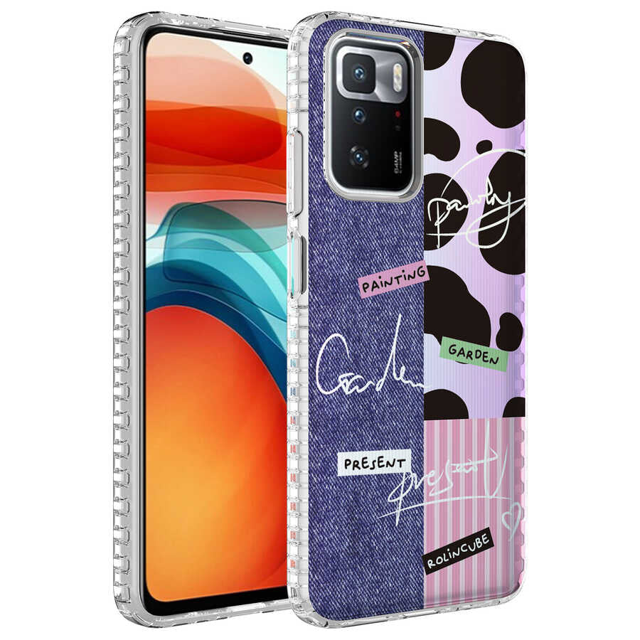 Xiaomi Redmi 10 Kılıf Airbag Kenarlı Renkli Desenli Silikon Zore Elegans Kapak